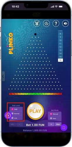 Procent ryzyka u Plinko